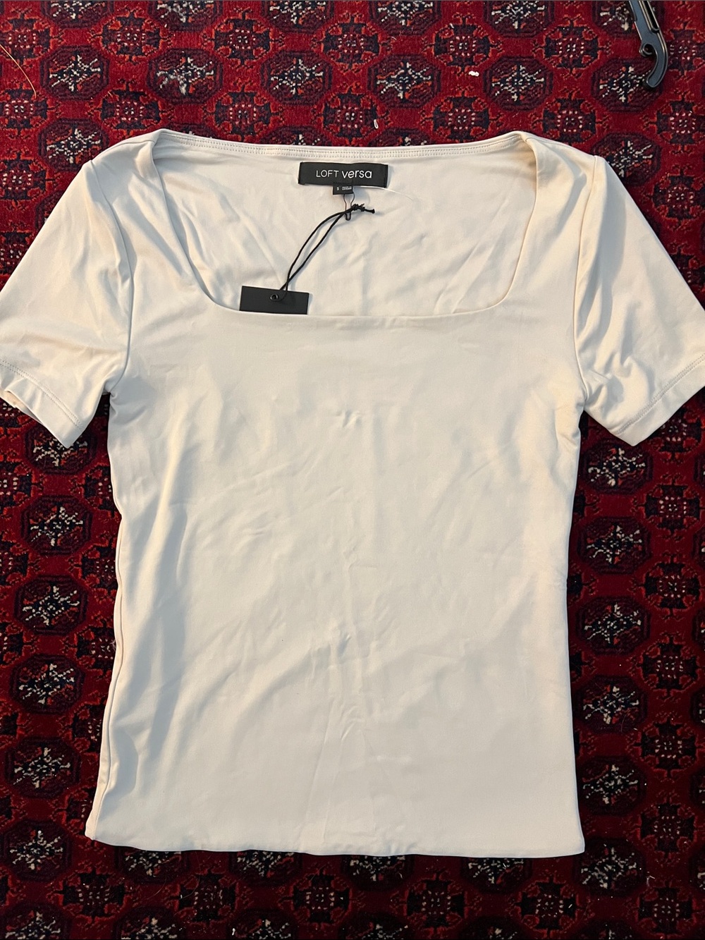 White Square-Neck Short Sleeve Top